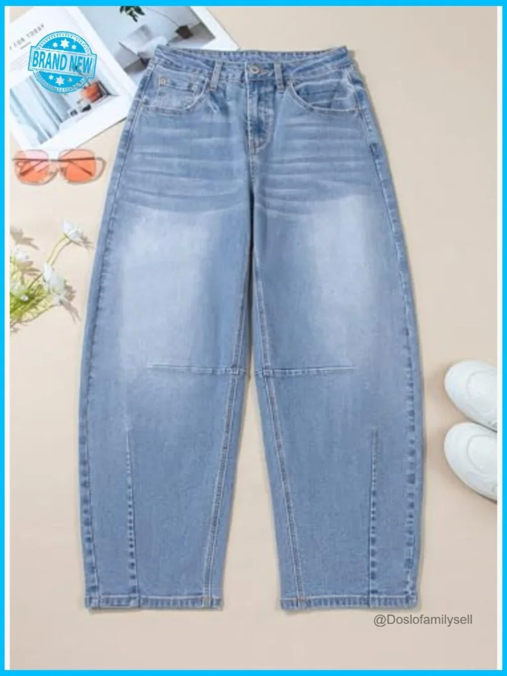 Wide Leg Baggy Y2K Barrel Jeans Mid Rise Boyfriend Denim Pants
